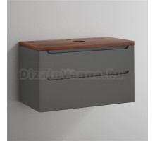 Тумба под раковину со столешницей STWORKI Берген 100 серая, столешница темная