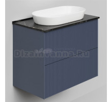 Тумба под раковину со столешницей La Fenice Terra Twin Blu Grigio 80 подвесная, синяя матовая, столешница черный мрамор