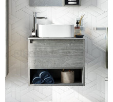 Тумба под раковину со столешницей STWORKI Карлстад 60 дуб рошелье, монте тиберио, с отверстием для смесителя