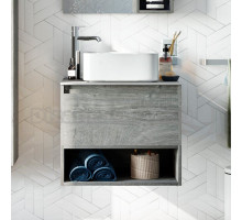 Тумба под раковину со столешницей STWORKI Карлстад 60 дуб рошелье, роверелла, с отверстием для смесителя