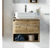 Тумба под раковину со столешницей STWORKI Карлстад 60 дуб рустикальный, простоун беж