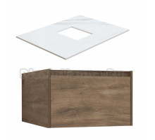 Тумба под раковину со столешницей STWORKI Карлстад 60 дуб рустикальный, монте тиберио