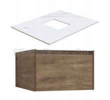 Тумба под раковину со столешницей STWORKI Карлстад 60 дуб рустикальный, монте тиберио, с отверстием для смесителя