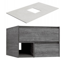 Тумба под раковину со столешницей STWORKI Карлстад 75 дуб рошелье, простоун беж