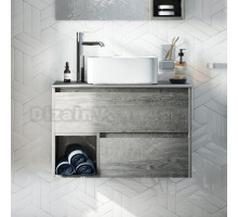 Тумба под раковину со столешницей STWORKI Карлстад 75 дуб рошелье, монте тиберио, с отверстием для смесителя