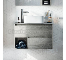 Тумба под раковину со столешницей STWORKI Карлстад 75 дуб рошелье, роверелла, с отверстием для смесителя