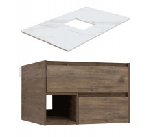 Тумба под раковину со столешницей STWORKI Карлстад 75 дуб рустикальный, монте тиберио