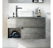 Тумба под раковину со столешницей STWORKI Карлстад 90 дуб рошелье, монте тиберио, с отверстием для смесителя