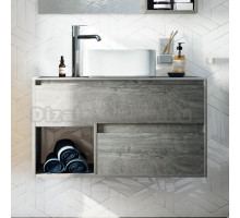 Тумба под раковину со столешницей STWORKI Карлстад 90 дуб рошелье, роверелла, с отверстием для смесителя