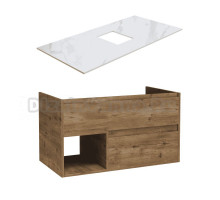 Тумба под раковину со столешницей STWORKI Карлстад 90 дуб рустикальный, монте тиберио