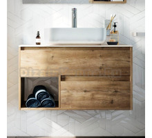 Тумба под раковину со столешницей STWORKI Карлстад 90 дуб рустикальный, роверелла