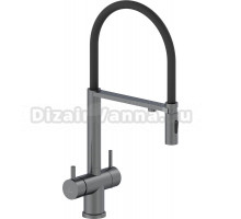 Смеситель для кухни AltroBagno Flusso 050203 GrMt с гибким изливом, оружейная сталь