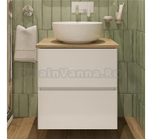 Тумба под раковину со столешницей STWORKI Колдинг 60 белая, матовый орех