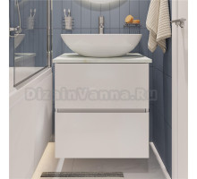 Тумба под раковину со столешницей STWORKI Колдинг 60 белая, сатиновая светло-серая