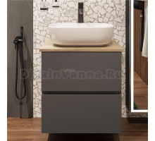 Тумба под раковину со столешницей STWORKI Колдинг 60 антрацит, матовый орех