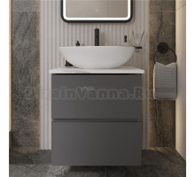 Тумба под раковину со столешницей STWORKI Колдинг 60 антрацит, матовая белая