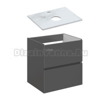 Тумба под раковину со столешницей STWORKI Колдинг 60 антрацит, сатиновая светло-серая
