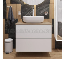 Тумба под раковину со столешницей STWORKI Колдинг 80 белая, матовый орех