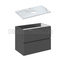 Тумба под раковину со столешницей STWORKI Колдинг 80 антрацит, сатиновая светло-серая