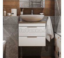 Тумба под раковину со столешницей STWORKI Копенгаген 60 белая, матовый орех