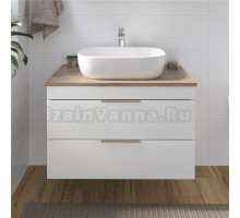 Тумба под раковину со столешницей STWORKI Копенгаген 80 белая, матовый орех