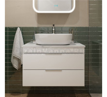 Тумба под раковину со столешницей STWORKI Копенгаген 80 белая, сатиновая светло-серая