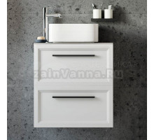 Тумба под раковину со столешницей STWORKI Эстерсунд 60 матовая белая, простоун беж, с отверстием для смесителя