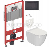 Комплект Унитаз подвесной Bauedge Bau Ceramics + Инсталляция TECE Now 9400414 4 в 1 с кнопкой смыва