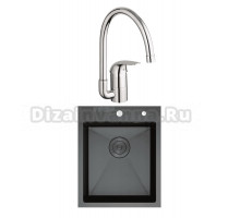 Комплект Мойка D&K DKS415006 графит + Смеситель Grohe Euroeco 32752000