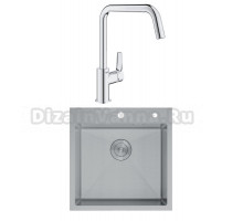 Комплект Мойка D&K DKS505004 сатин + Смеситель Grohe Eurosmart 30567000