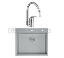 Комплект Мойка D&K DKS604504 сатин + Смеситель Grohe Euroeco 32752000