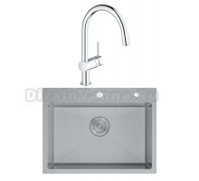 Комплект Мойка D&K DKS605004 сатин + Смеситель Grohe Minta 3291800E хром