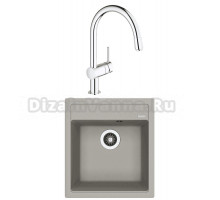 Комплект Мойка Florentina Липси 460 грей + Смеситель Grohe Minta 3291800E хром
