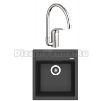 Комплект Мойка Florentina Липси 460 черная + Смеситель Grohe Euroeco 32752000