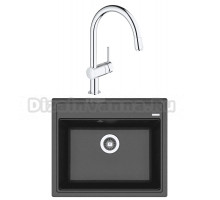 Комплект Мойка Florentina Липси 600 антрацит + Смеситель Grohe Minta 3291800E хром