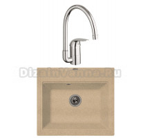 Комплект Мойка Florentina Липси 600 песочный + Смеситель Grohe Euroeco 32752000