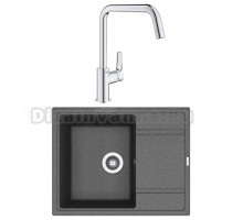 Комплект Мойка Florentina Липси 650 черная + Смеситель Grohe Eurosmart 30567000