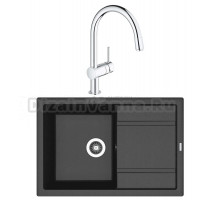 Комплект Мойка Florentina Липси 760 антрацит + Смеситель Grohe Minta 3291800E хром