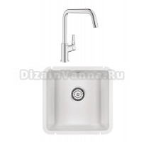Комплект Мойка Paulmark Unter 50 PM204543-WH белая + Смеситель Grohe Eurosmart 30567000