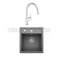 Комплект Мойка Blanco Dalago 45 темная скала + Смеситель Grohe Minta 3291800E хром