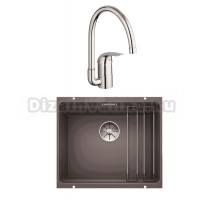 Комплект Мойка Blanco Etagon 500-U темная скала + Смеситель Grohe Euroeco 32752000