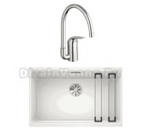 Комплект Мойка Blanco Etagon 700-U белая + Смеситель Grohe Euroeco 32752000