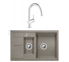Комплект Мойка Blanco Metra 6 S Compact серый беж + Смеситель Grohe Minta 3291800E хром