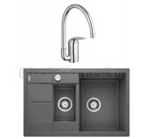 Комплект Мойка Blanco Metra 6 S Compact темная скала + Смеситель Grohe Euroeco 32752000