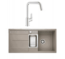 Комплект Мойка Blanco Metra 6S 517354 серый беж + Смеситель Grohe Eurosmart 30567000