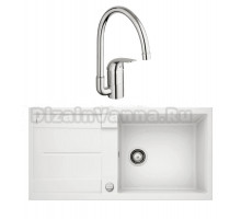 Комплект Мойка Blanco Metra XL 6S 515280 белая + Смеситель Grohe Euroeco 32752000
