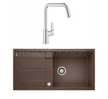 Комплект Мойка Blanco Metra XL 6S 515287 кофе + Смеситель Grohe Eurosmart 30567000