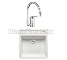 Комплект Мойка Blanco Panor 514501 белая глянцевая, два отверстия + Смеситель Grohe Euroeco 32752000