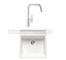 Комплект Мойка Blanco Panor белая глянцевая, одно отверстие + Смеситель Grohe Eurosmart 30567000