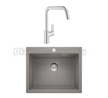 Комплект Мойка Blanco Pleon 6 серый беж + Смеситель Grohe Eurosmart 30567000